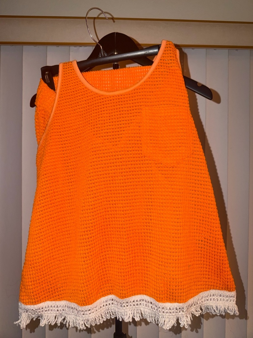Orange 2 Piece Crochet Fringe Women's Set